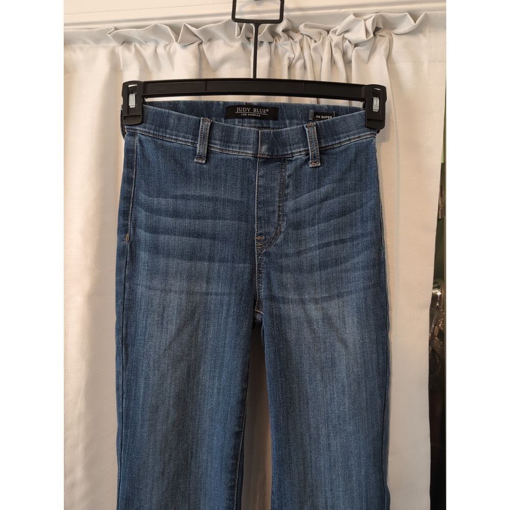 Judy Blue Pull On Super Flare‎ Jeans Women Size 0/24 Bell Bottoms Medium Wash - Picture 2 of 12